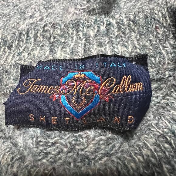 James McCallum Shetland Sweater Mens XL Hray Fair Isle Made In Italy *flaw - Picture 6 of 8